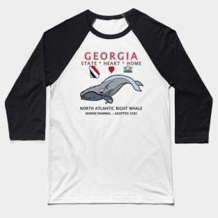 Georgia - North Atlantic Right Whale - State, Heart, Home - State Symbols Baseball T-Shirt